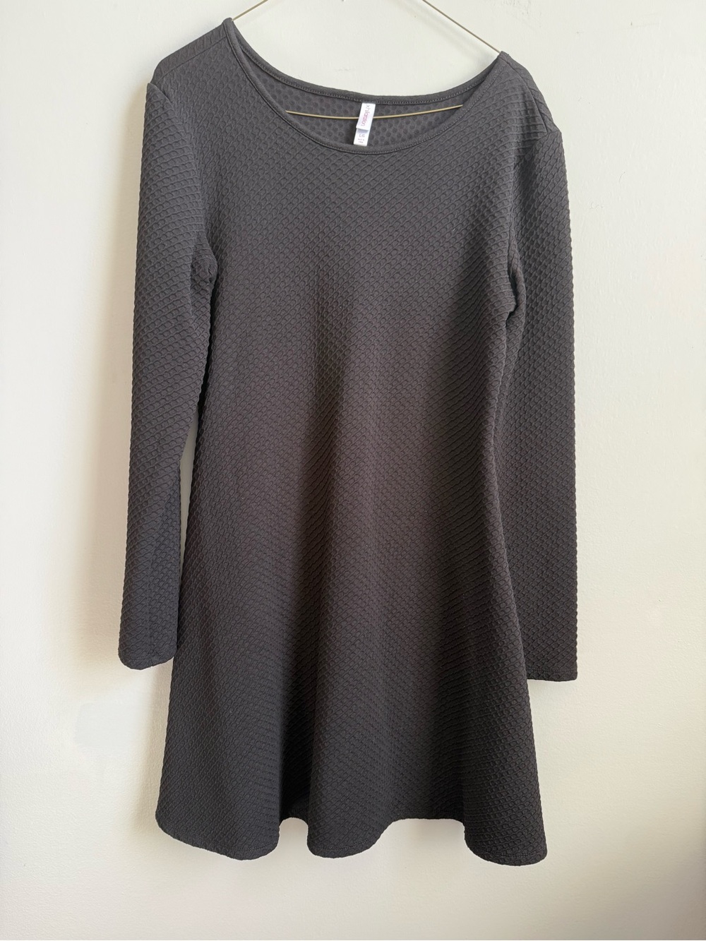 Target Black Textured Long Sleeve A-Line Dress
